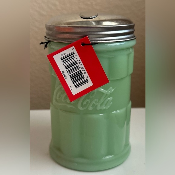 🆕 Coca Cola Green Jadeite Glass Jar sugar pourer Vintage style NWT - Picture 3 of 3